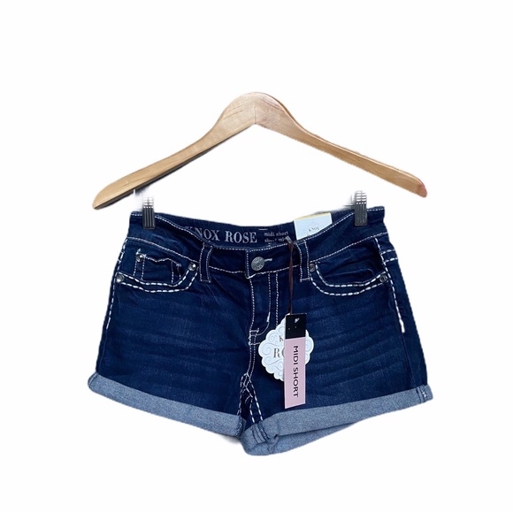 SOLD NWT Knox Rose Midi Dark Rinse Denim Short Sz6 - Picture 3 of 4